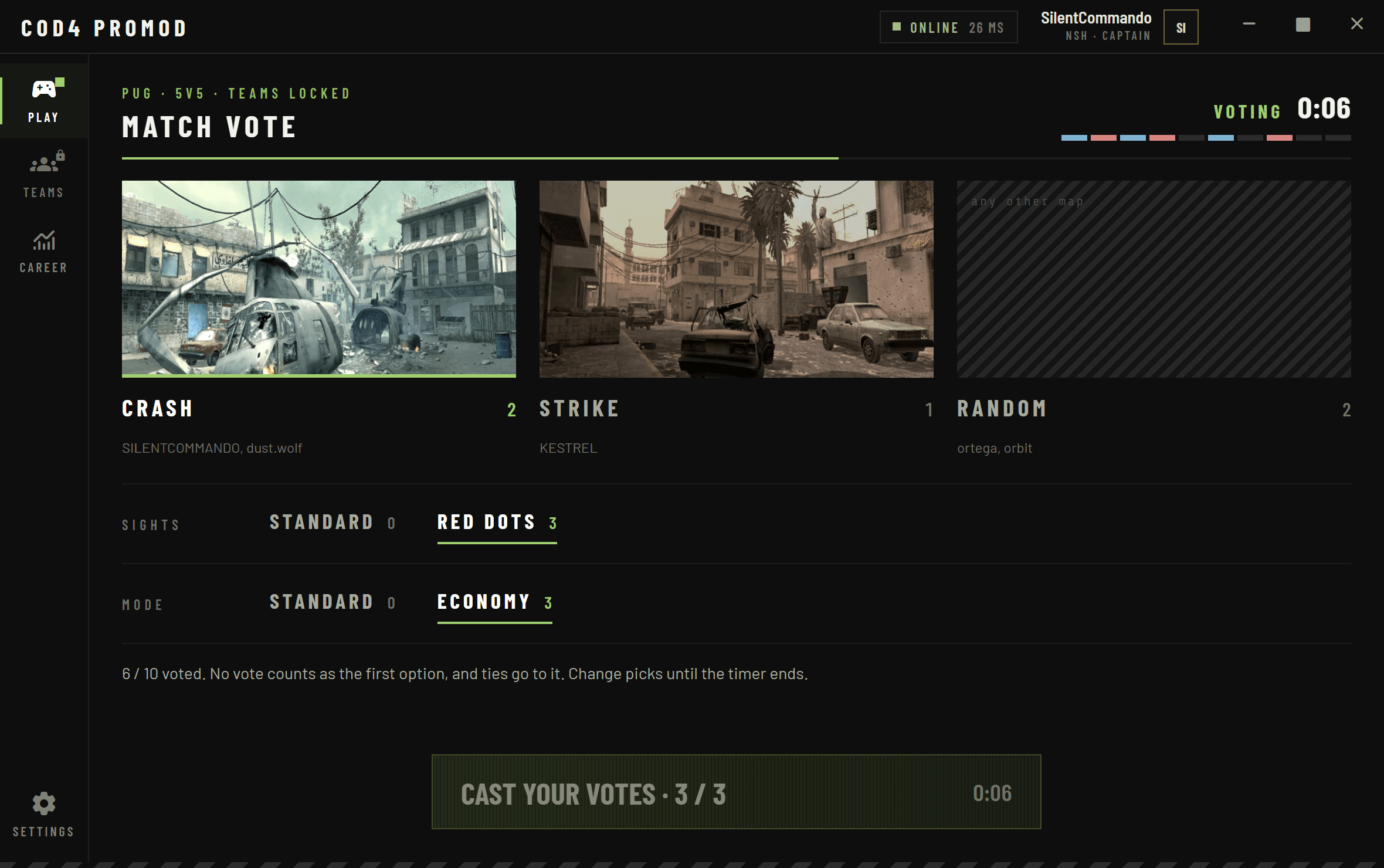 PromodFlex launcher match vote with Crash, Strike and Random